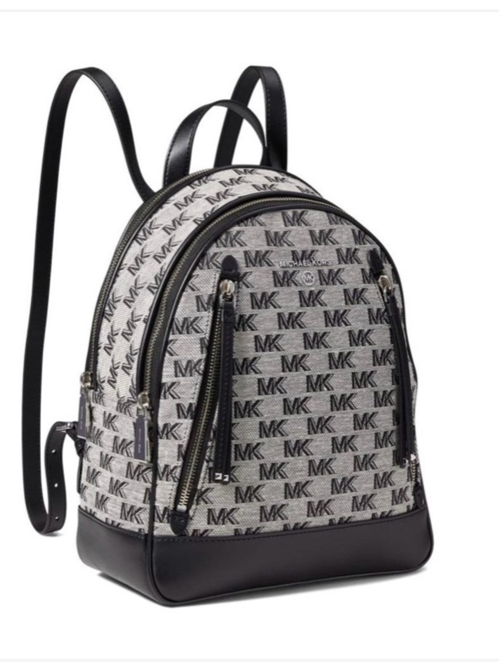 Michael Kors Black and White MK Logo Mini Backpack